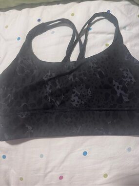 lululemon athletica Black Leopard-Print Strappy Sports Bra
